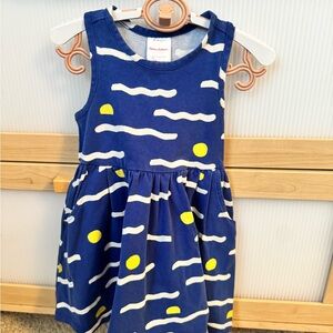 Hanna Andersson Navy and Yellow Wave Dress